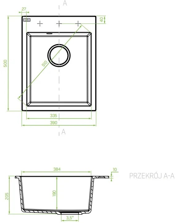 Laveo Monchichi, 1-komorový granitový drez 390x500x205 mm, béžová, LAV-SBO_410Y