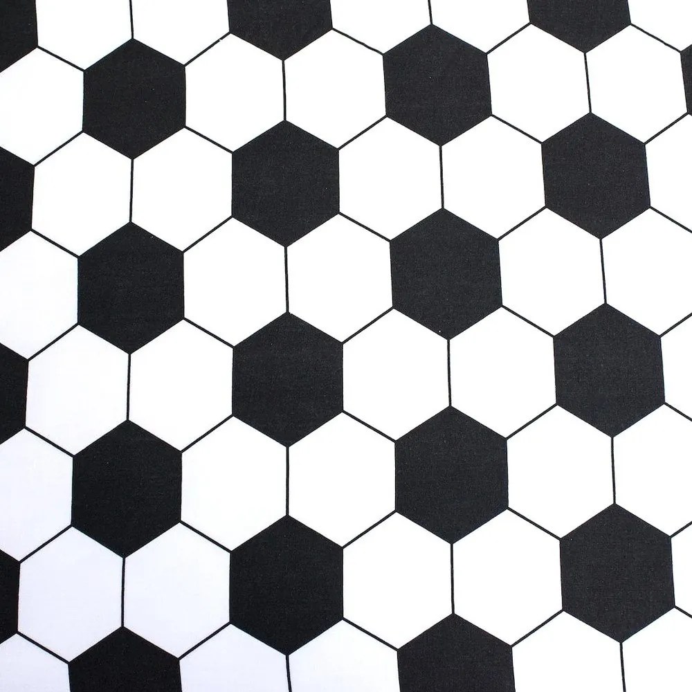 Čiern-obiela napínacia bavlnená detská plachta na jednolôžko 90x200 cm Football – Jerry Fabrics