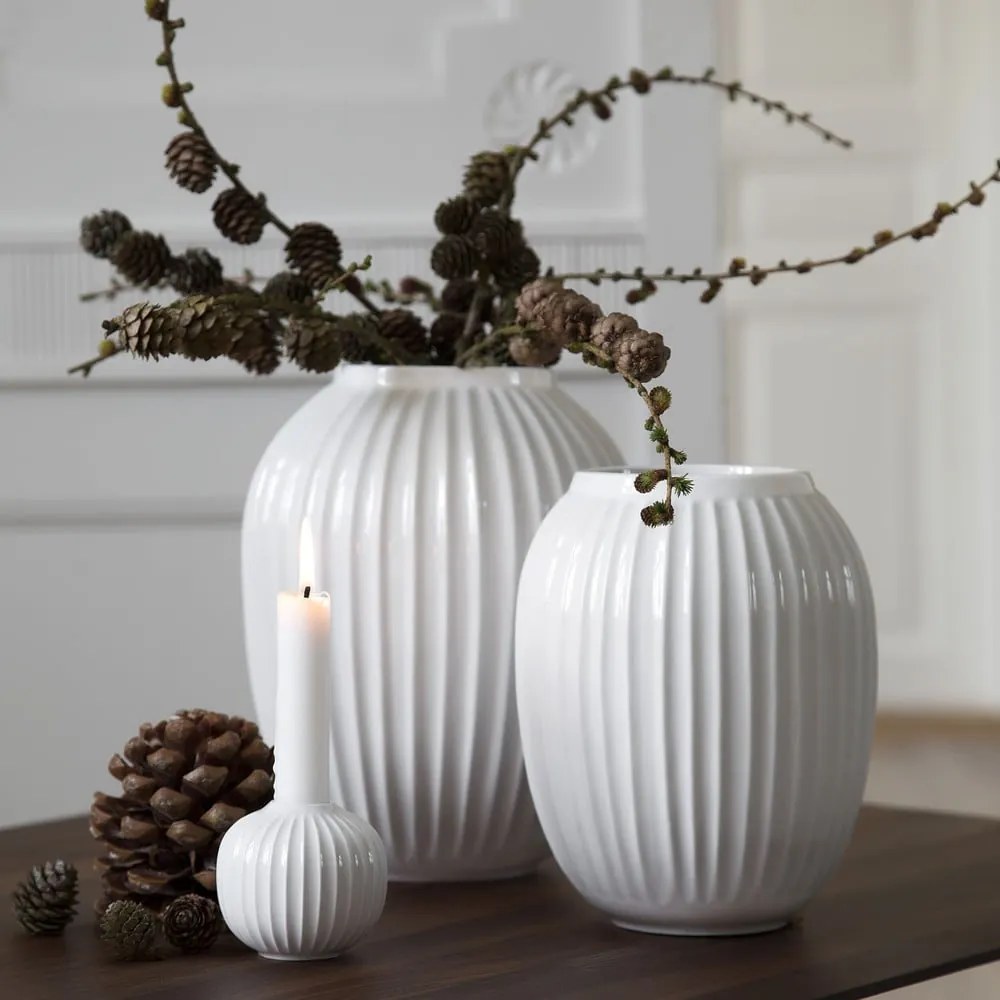 Biela kameninová váza Kähler Design Hammershoi, výška 20 cm