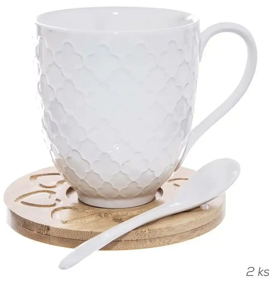 Orion Sada porcelánovej šálky s podšálkou a lyžičkou Bambu, 2 ks | BIANO
