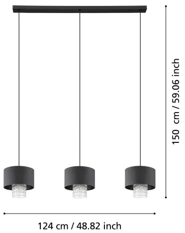 Eglo 39978 - Luster na lanku SAPUARA 3xE27/40W/230V čierna