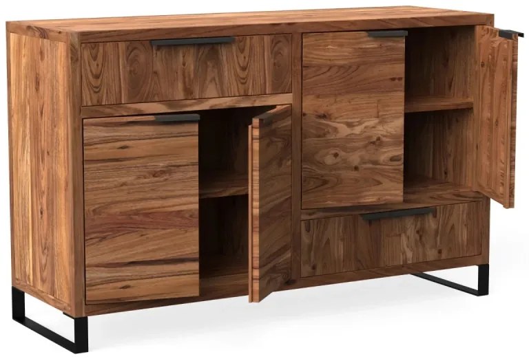 furniture-nabytek.cz - Masívna komoda Sydney z akáciového dreva, lakovaná, hnedá – 126×45×84 cm