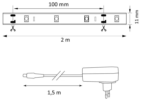 LED RGB Stmievateľný pásik MAGIC 2 m LED/12W/230V + DO