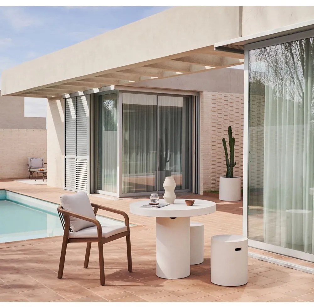 Béžové/v prírodnej farbe drevené/polstrované záhradné stoličky v súprave 4 ks Malaret – Kave Home