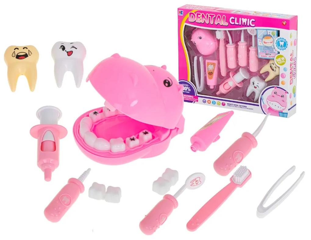 Detská zubárska sada Hippo | ružová