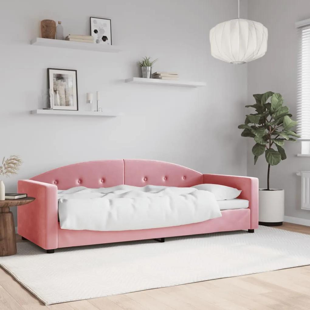 Denná posteľ ružová 80x200 cm zamat 354132