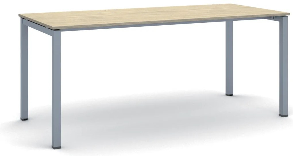 Rokovací kancelársky stôl PRIMO SQUARE, 180x80 cm, sivostrieborná podnož, dub prírodný
