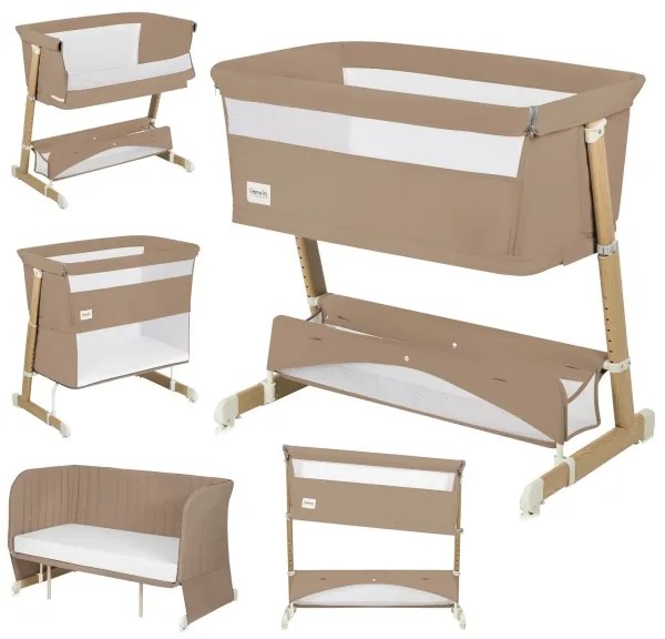 Lionelo - Detská postieľka 5v1 THOMI PLUS béžovo-karamelová