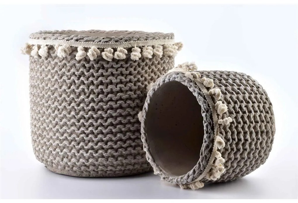 Keramický kvetináč Rosita Pompoms 25 cm sivý