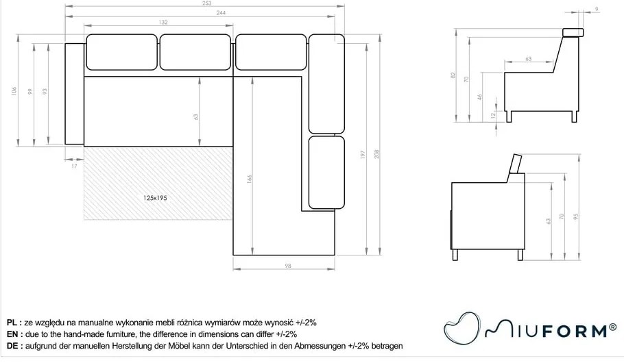 Tmavosivá rozkladacia rohová pohovka (ľavý roh) Sweet Harmony – Miuform