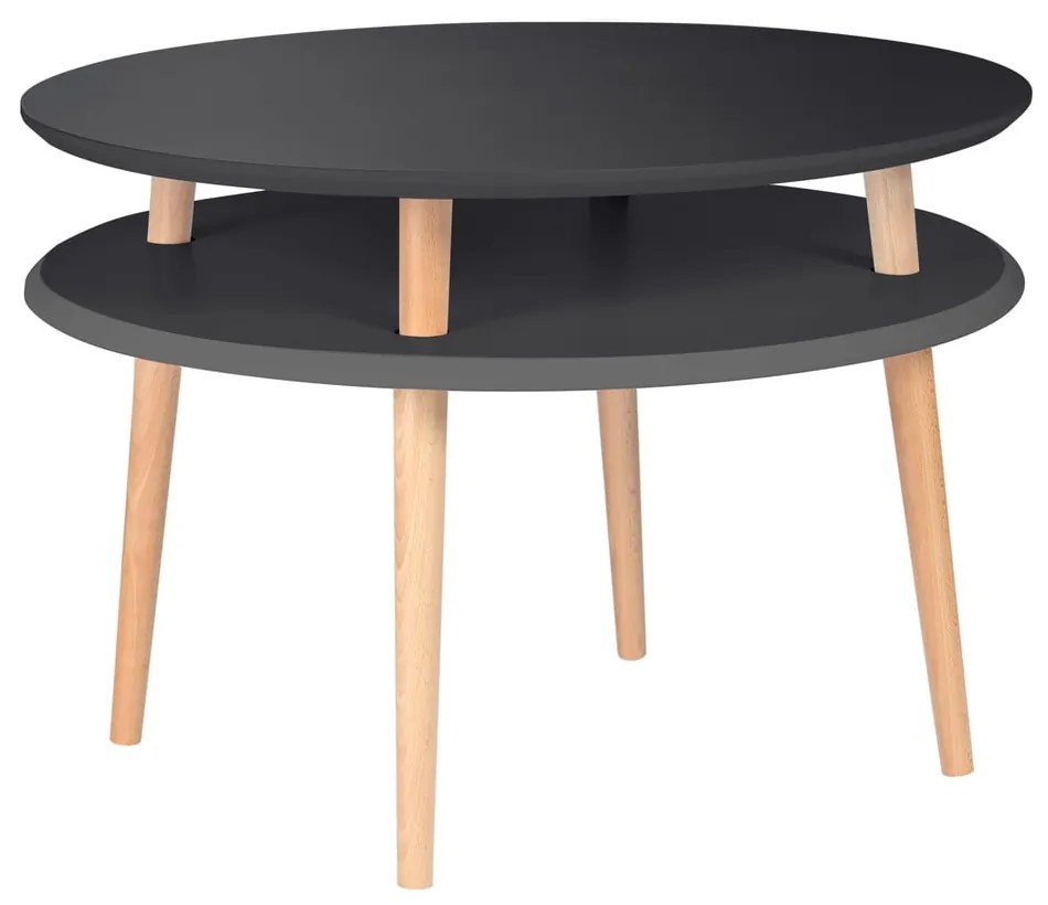 Grafitovosivý konferenčný stolík s prírodnými nohami Ragaba UFO, Ø 70 cm