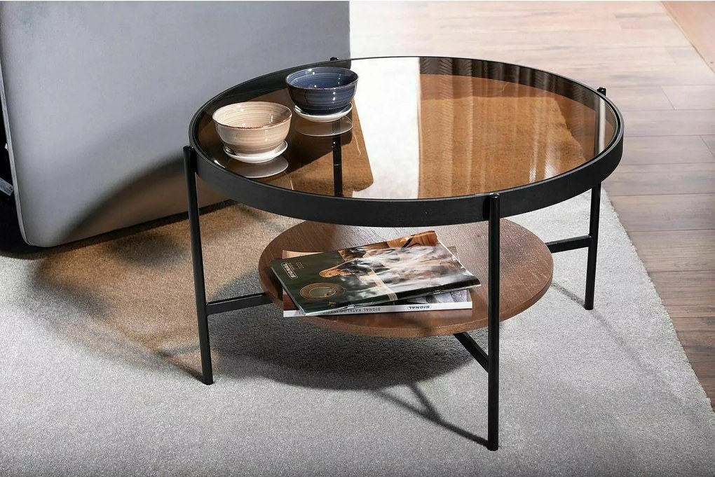Konferenčný stolík Prima B 74 cm orech/čierny