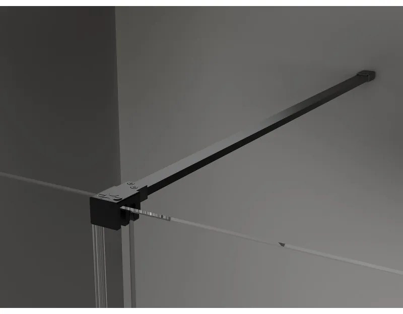 Mexen Velar, sprchová zástena s posuvnými dverami Walk-in 80 x 200 cm, 8mm šedé sklo, čierna matná, 871-080-000-43-70