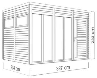 Drevený záhradný domček Bertilo Cubo 3 Office antracit 336x234 cm