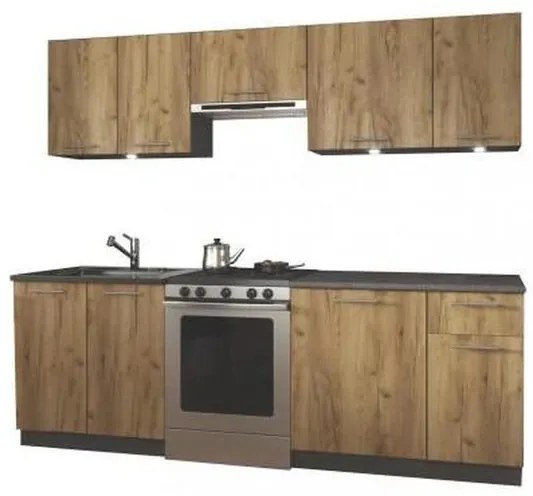 Kuchynská linka Dania 240 cm antracit/dub craft