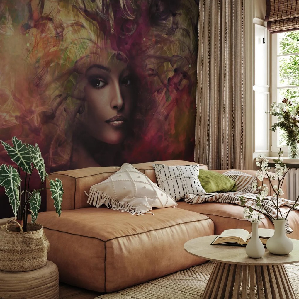 Fototapeta - Žena v dyme (147x102 cm)