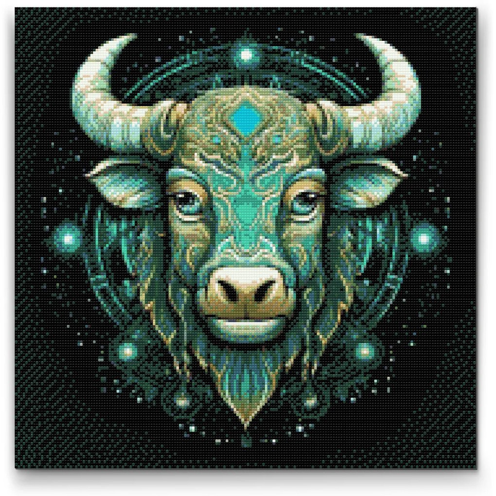 Gario Diamantové maľovanie Býk/Taurus Rozmery: 50 x 50 cm, Rámovanie: S vnútorným rámom, Diamanty: Štvorcové
