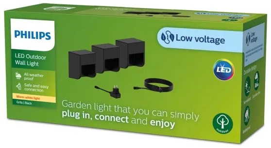 Philips - SADA 3x LED Vonkajšie nástenné svietidlo GRITS LED/1,5W/24/230V IP44