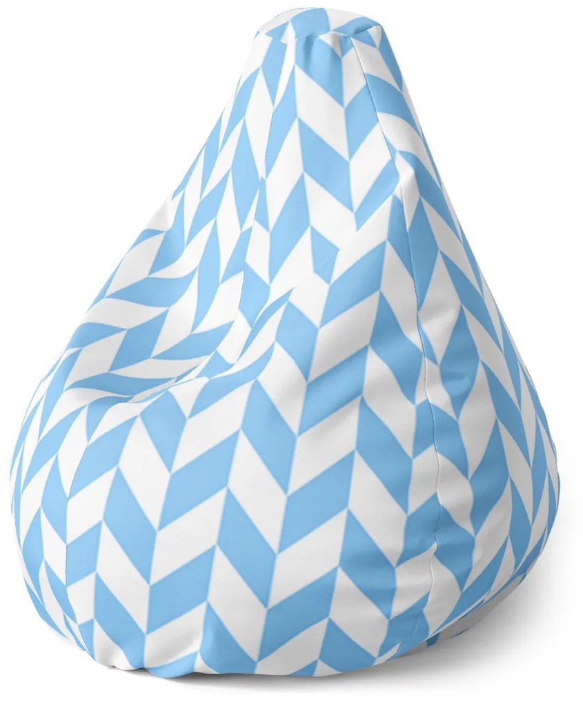 Sablio Sedací vak Pear Modro-biele kosodĺžniky - 140 x 100 x 25 cm