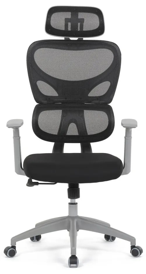 Kancelárska ergonomická stolička GRANT II — sieť, látka, sivá/čierna