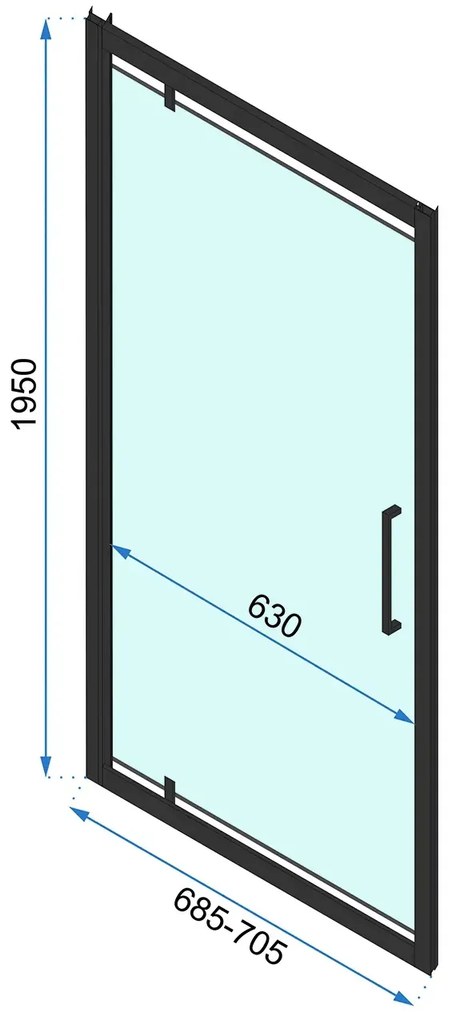 Rea Rapid Swing, jednokrídlové výklopné sprchové dvere 70 x 195 cm, 6mm číre sklo, čierny profil, REA-K6407