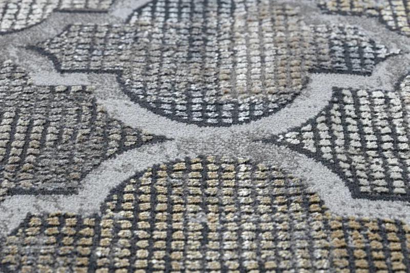 Moderný koberec LUCE 75 vzor Marocký ďatelina vintage - Štrukturálny sivá / horčica Veľkosť: 134x190 cm
