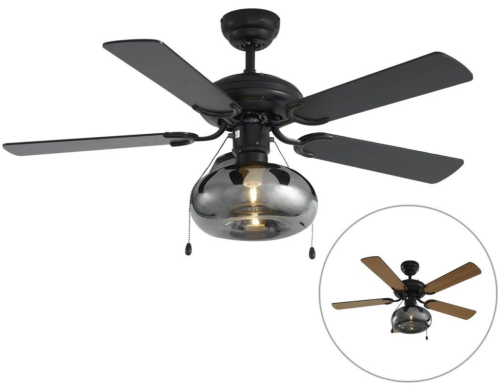 Stropný ventilátor čierny 107,5 cm s ťahovým spínačom - Mistral Busa