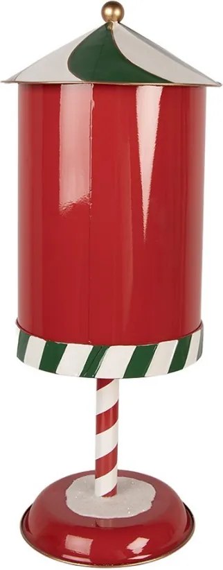Červená kovová dekorácia poštová schránka Santa - Ø 24*58 cm