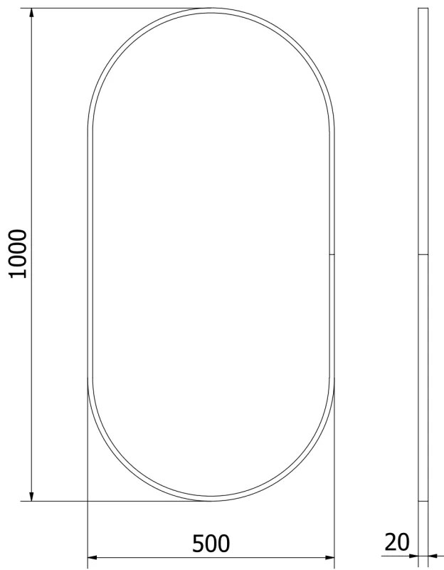 Mexen Loft, oválne kúpeľňové zrkadlo 100 x 50 cm, farba rámu čierna matná, 9851-100-050-000-70