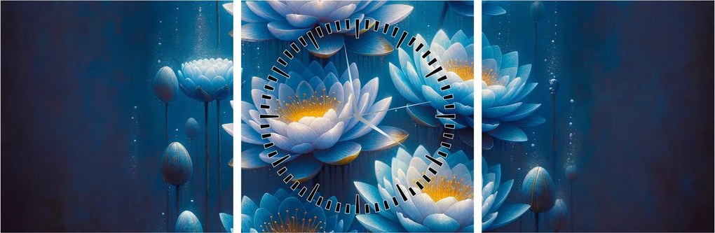 Obraz - Lekná pod hladinou (s hodinami) (90x30 cm)