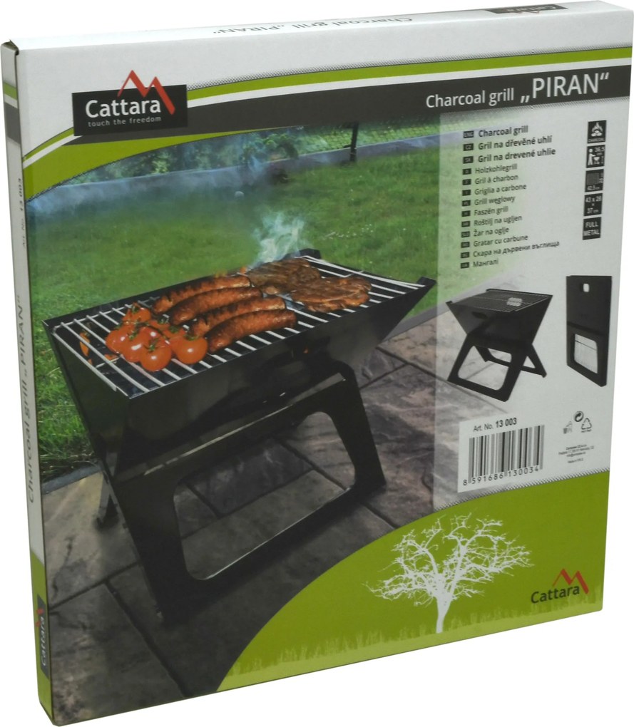 CATTARA Skladací gril na drevené uhlie PIRAN 28 × 43 cm