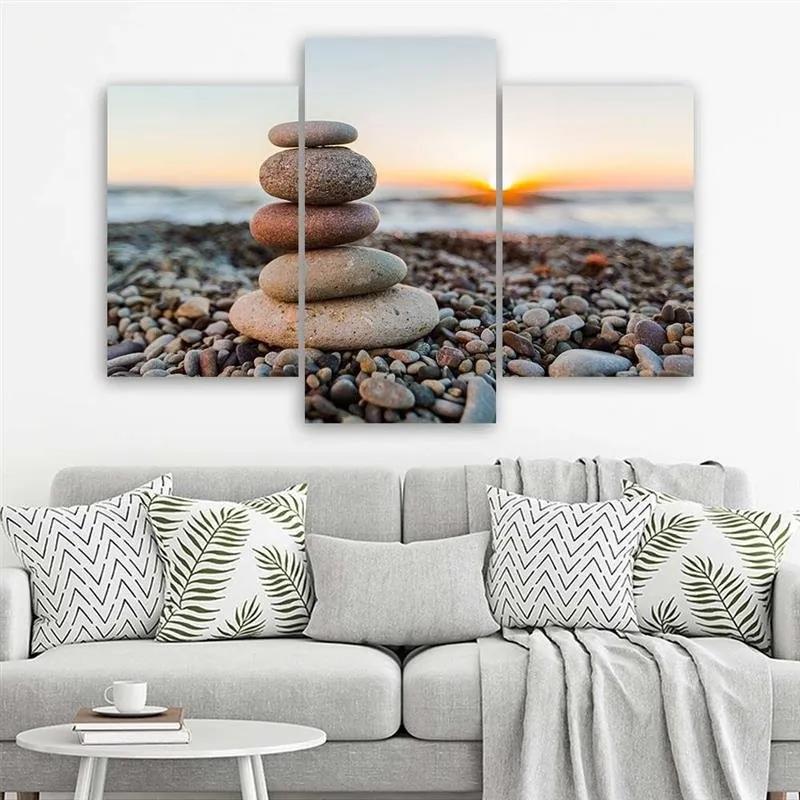 Gario Obraz na plátne Zenové kamene na pláži - 3 dielny Rozmery: 60 x 40 cm