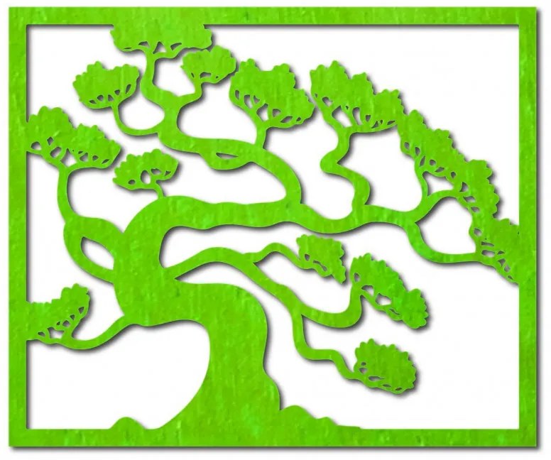 Drevený obraz na stenu strom bonsai z preglejky topoľ DRAZSKA I 3D HODINY PR0214 HEU+