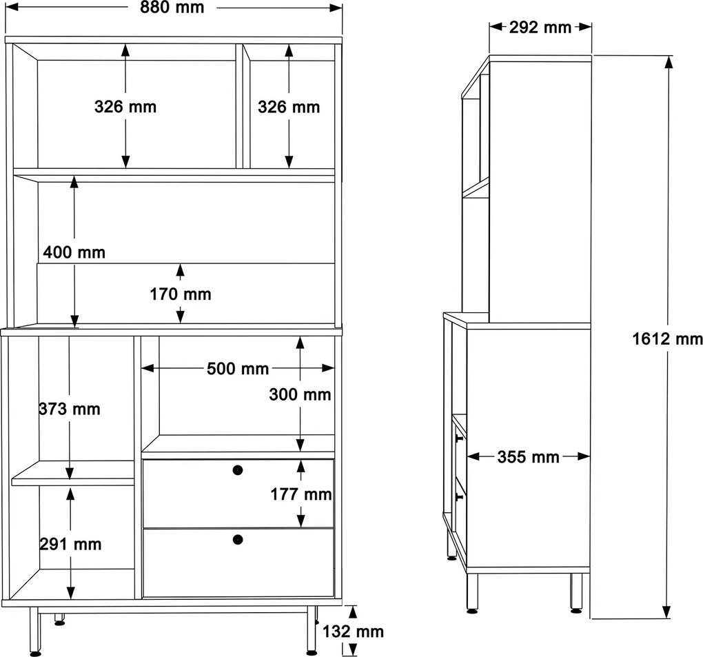 Vysoká skriňa na mikrovlnku Houseland Royce 03 dub Castello/biela