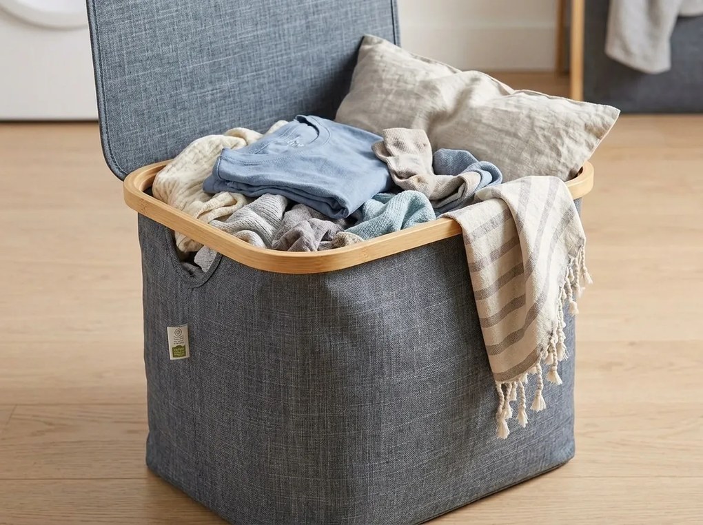 Kôš na bielizeň NOLVIO 40 L, modrosivý