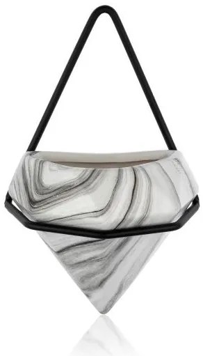 NÁSTENNÝ KERAMICKÝ KVETINÁČ SEMELA SADA 2KS 23X20X11,5 CM+14X10X6 CM BIELA/ČIERNA