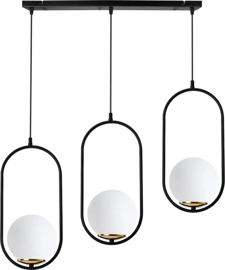 Závesné svietidlo Florence, 3x biele sklenené tienidlo, b/g, UI