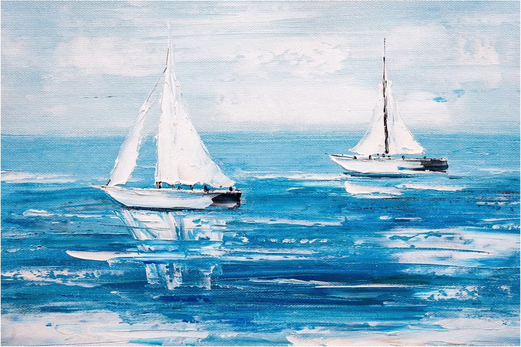 Obraz - Maľba jachty na mori (90x60 cm)