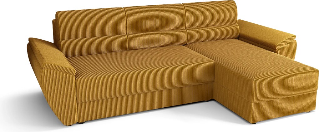 AKCIA Rozkladacia obojstranná sedacia súprava do L TAVERO 251x140 cm, horčicová II. akosť