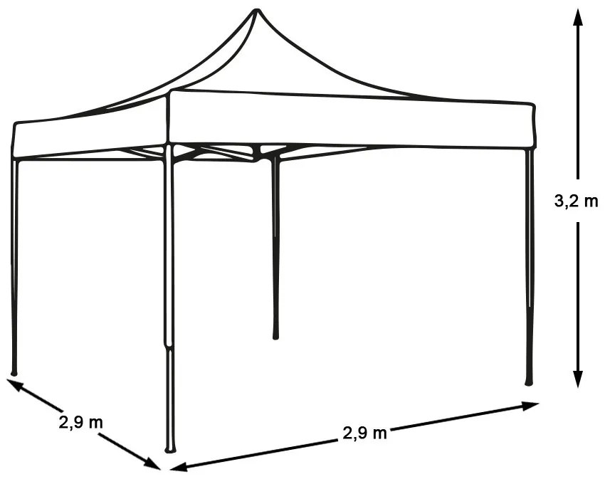 Záhradný pavilón-modrý-2,9x2,9 m