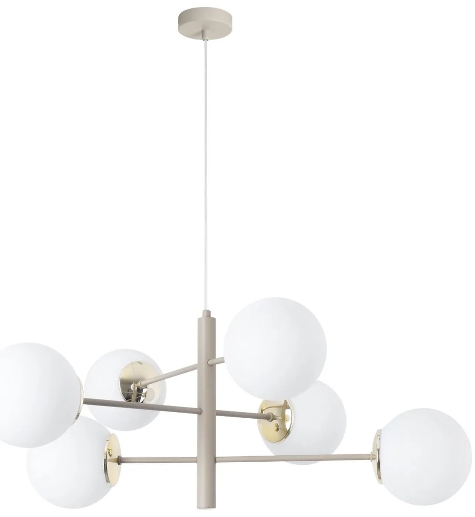 Závesné svietidlo Florence, 6x biele sklenené tienidlo, be/g