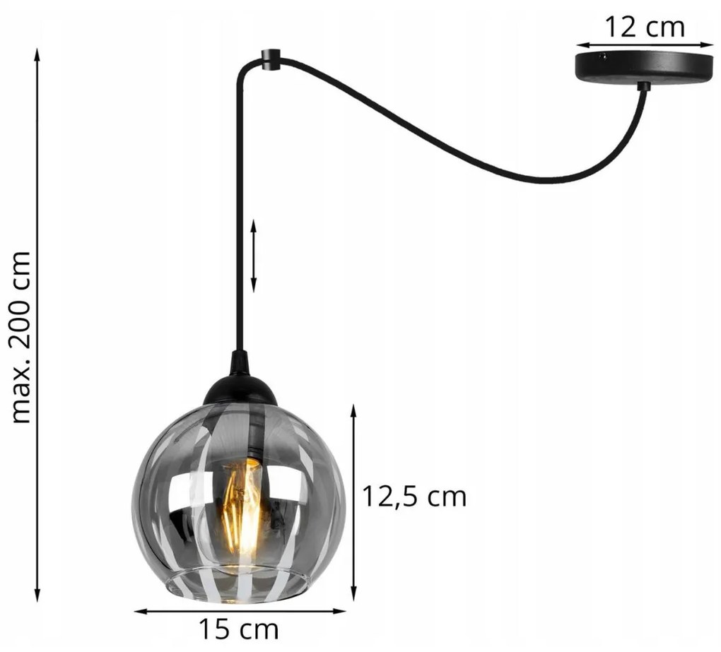 Závesné svietidlo ELIZA SPIDER, 1x sklenené tienidlo so vzorom