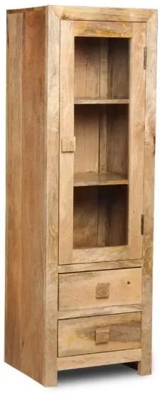 furniture-nabytek.cz - Drevená presklená vitrína z manga 60x180x45
