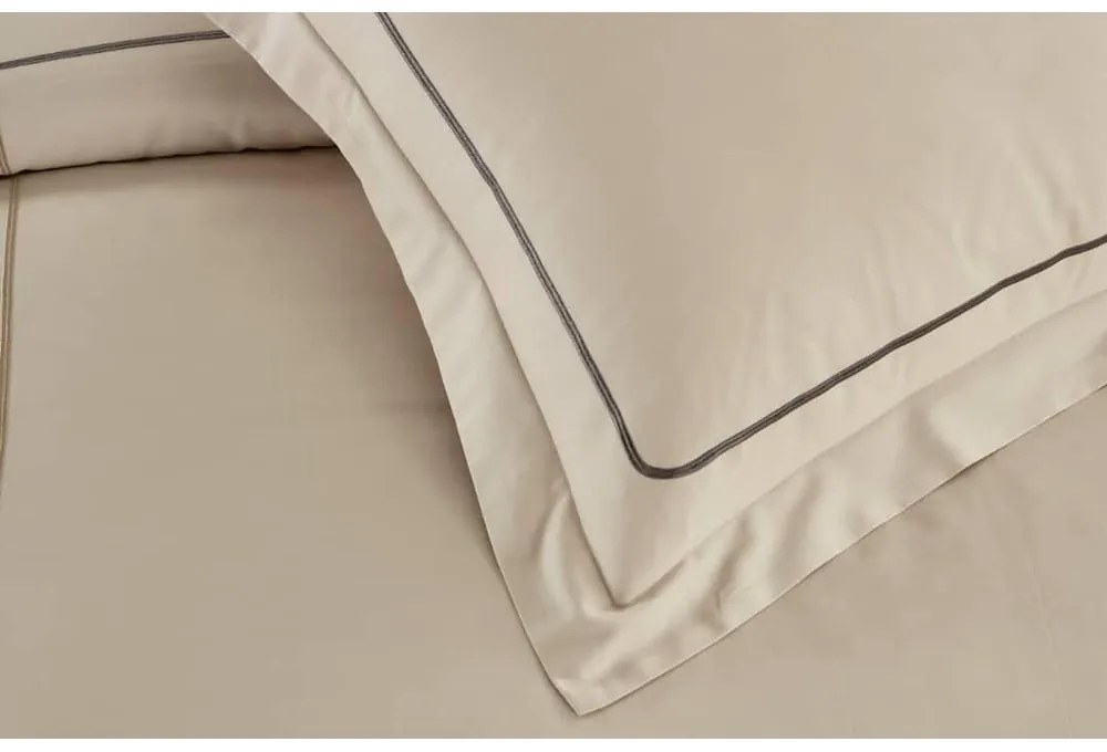 Béžové obliečky na dvojlôžko/predĺžené z bavlny Renforcé s plachtou/6-dielne 240x220 cm Calm of Lines – Mila Home Luxury