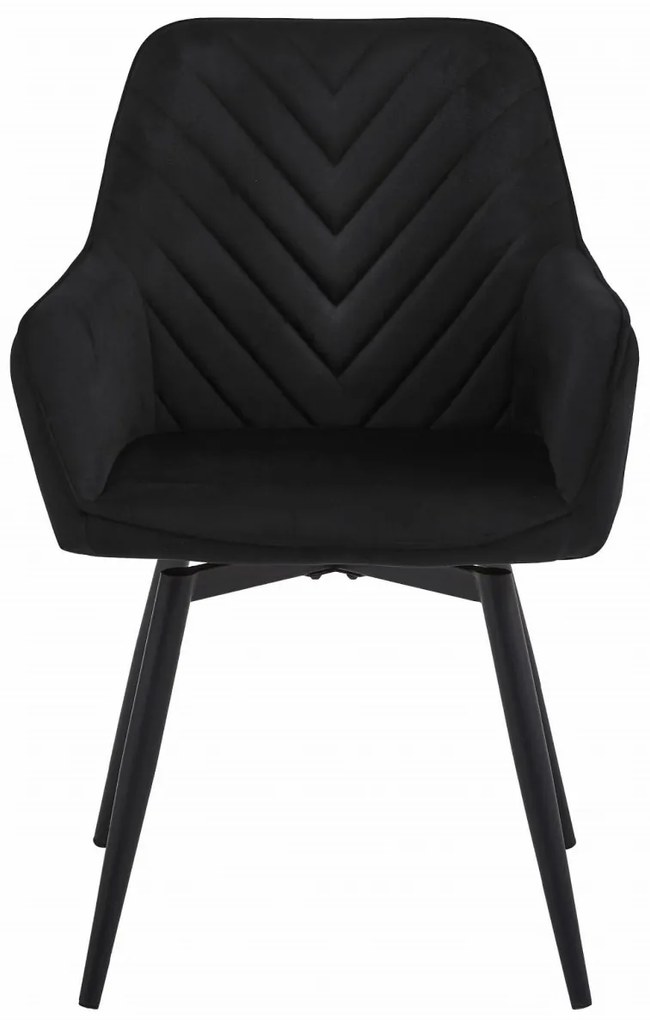 Otočné jedálenské kreslo NANA360 VELVET, čierne