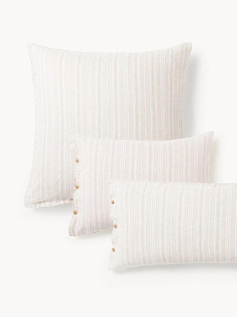 Obliečka na vankúš z vypratého ľanu's pruhmi Telma