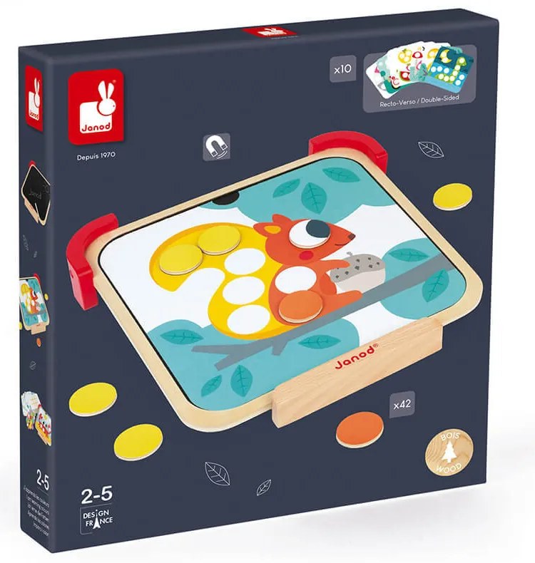 Učím sa farby s magnetkami a tabuľkou na kreslenie kriedami