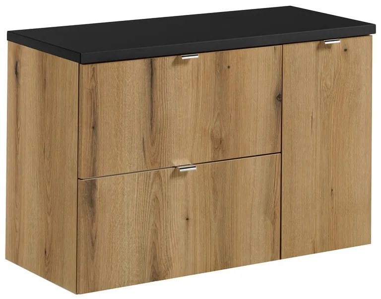 Závesná skrinka pod umývadlo Nova Oak 90 cm čierna/dub coast evoke