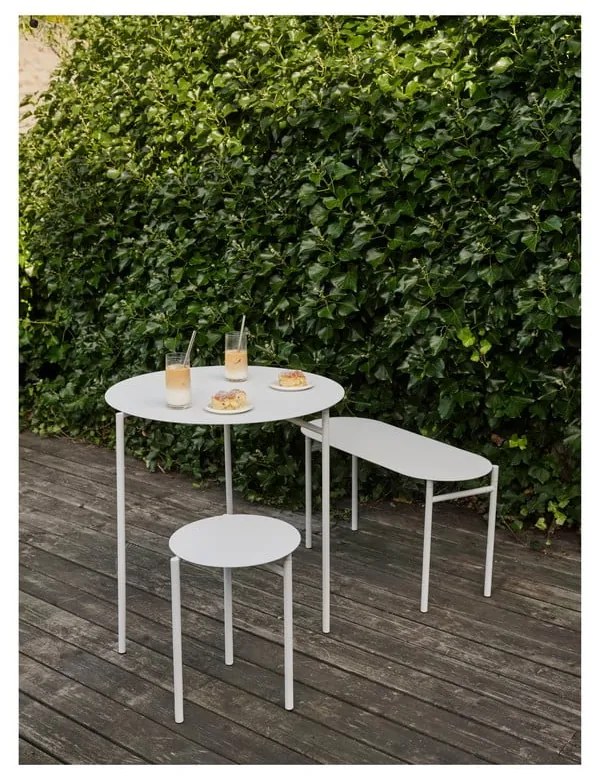 Biely kovový okrúhly jedálenský stôl ø 70 cm Disc – Zone