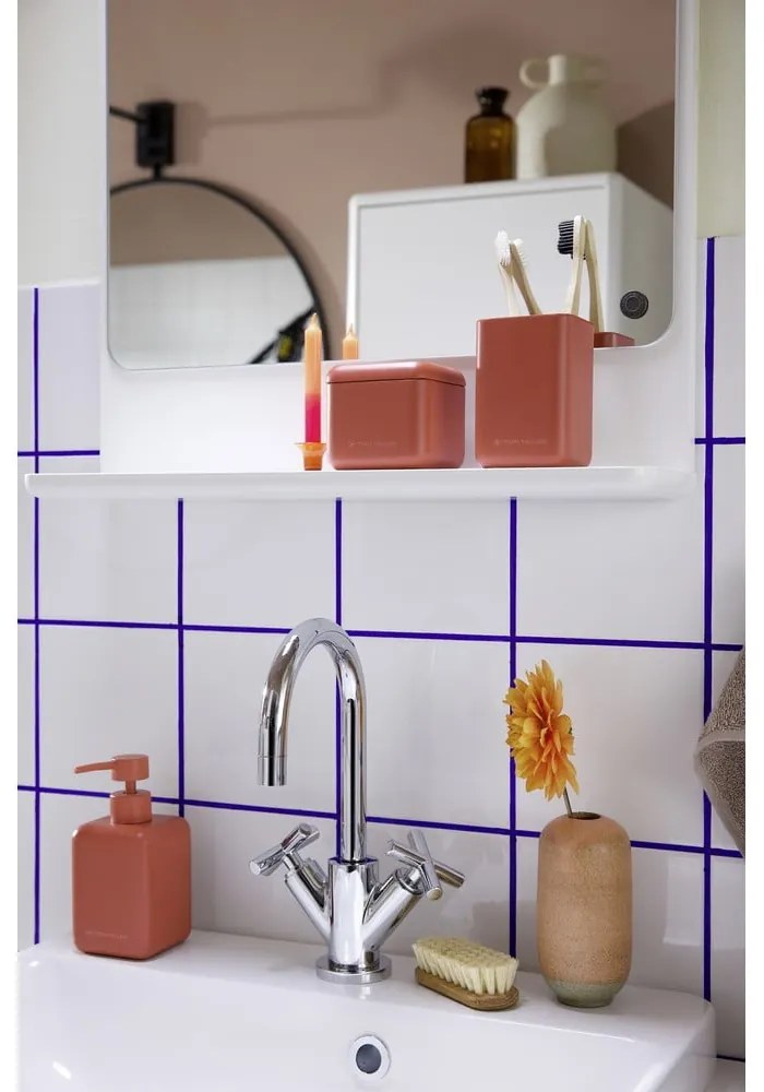 Oranžový kúpeľňový organizér na vatové tampóny z polyresínu Tom Tailor T-Rounded – Wenko